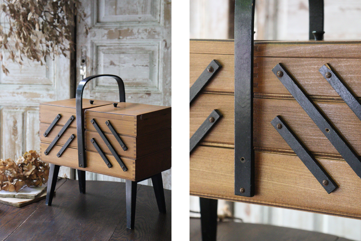 レア❗️フランスアンティーク　ソーイングバスケット.。.:*☆ フランス アンティーク パニエ ソーイング バスケット 裁縫箱 | le